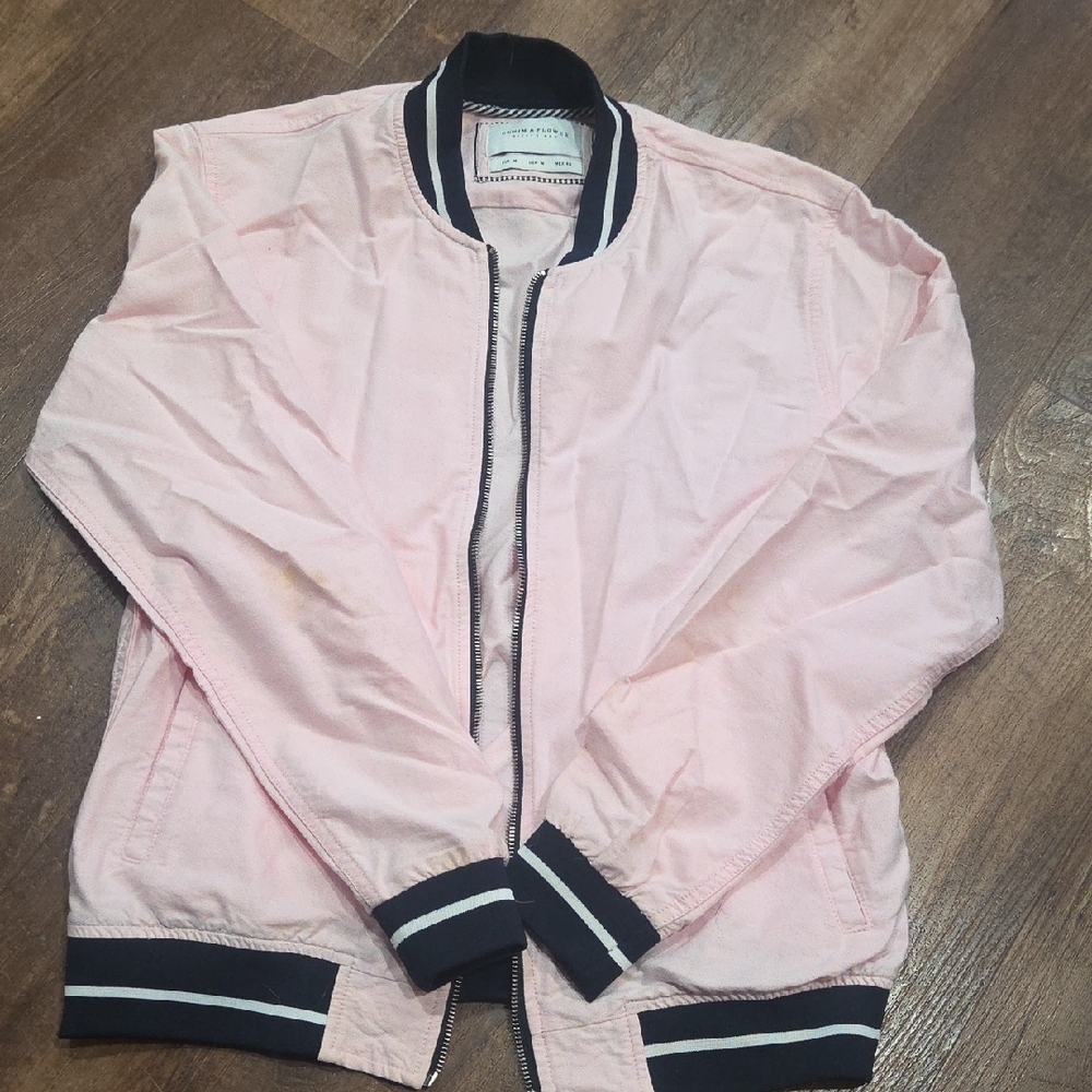 Denim & Flower Pink Bomber Jacket